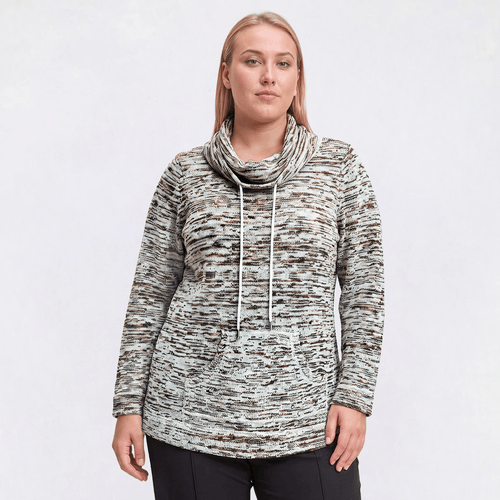 Plus Size Preswick & Moore(R) Space Dye Drawstring Sweater alternate view